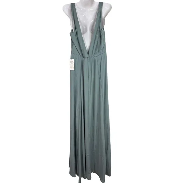 Show Me Your Mumu Jenn Maxi Dress in Silver Sage Crisp Blue‎ V Neck| XL | NWT - Image 7