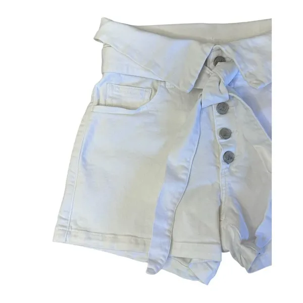 LE JEAN REVOLVE High Rise Lola Mini Shorts White Wash Front Tie Belted Sz 25 - Image 3