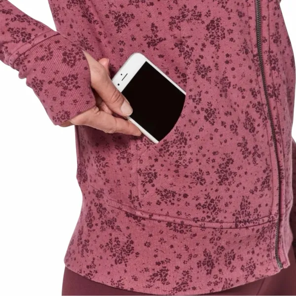 Lululemon Cotton Fleece Pixie Floral So Merlot Redwood Scuba Hoodie Jacket 4 - Image 4