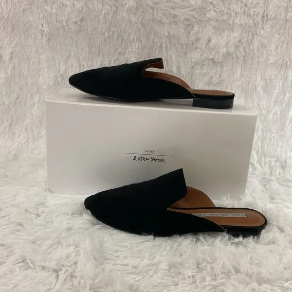 & Other Stories ,Women ,Black ,Suede Flat Loafers ,Mule ,Slippers.Size-7 - Image 12