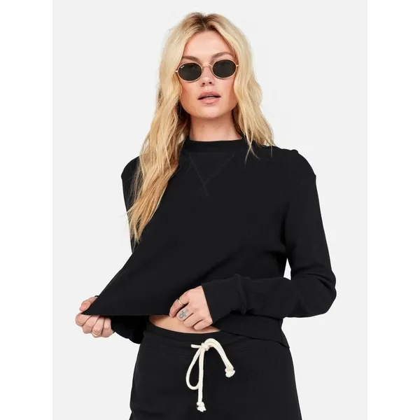 MATE the Label Organic Thermal Boxy Crop top in jet black size small - Image 2