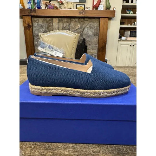Stuart Weitzman womens Dree Slide Espadrille Blue Canvas Size 5 Slip On Loafer - Image 3