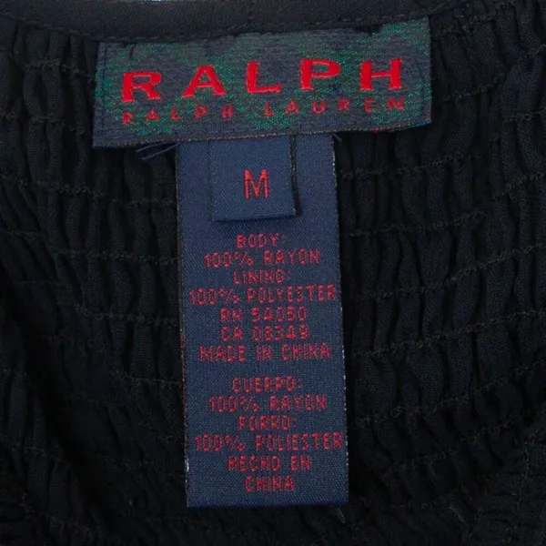 Ralph Ralph‎ Lauren Black Off Shoulder Smocked Midi Dress Womens Size Medium - Image 4