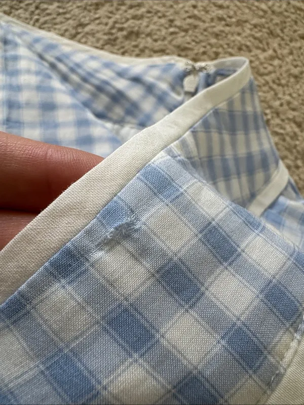 Reformation Piper Skirt Mini Crystal Check Blue White Plaid size 6 NWT - Image 9