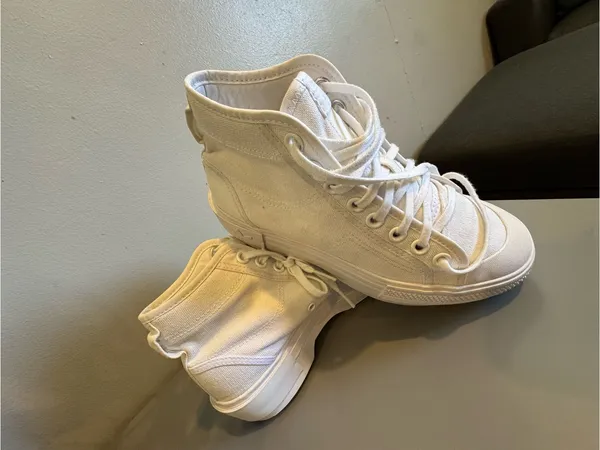 adidas White High-Top Platform Canvas Sneakers with Gum Outsole - Image 7