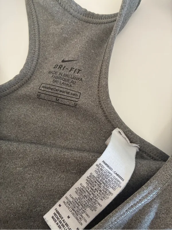 Nike Women's Grey and Black Dri-FIT Sports Bra Size Medium - Image 2