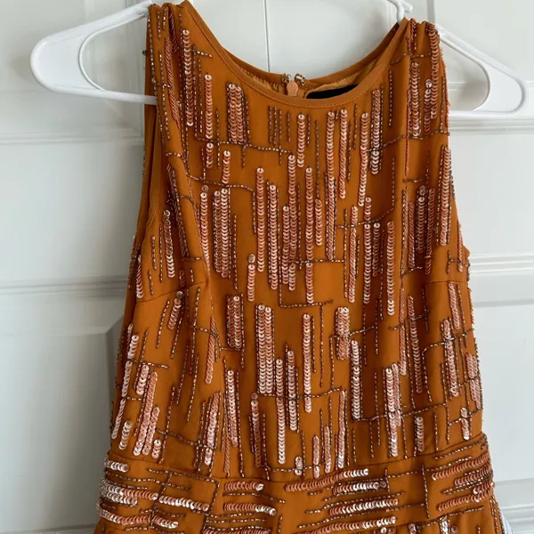 Mac Duggal Abstract Beaded Sleeveless‎ Midi Sheath Dress - Image 5