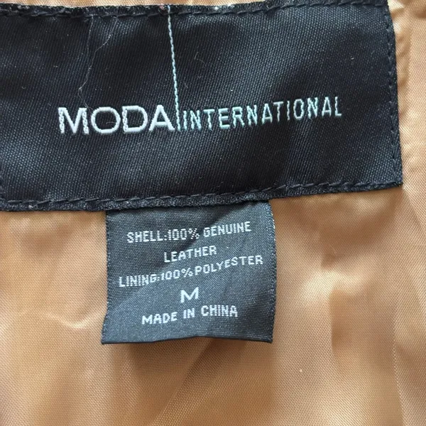 Vintage Moda International Genuine Leather Suede Jacket Sz M‎ Tan Classic y2k - Image 7