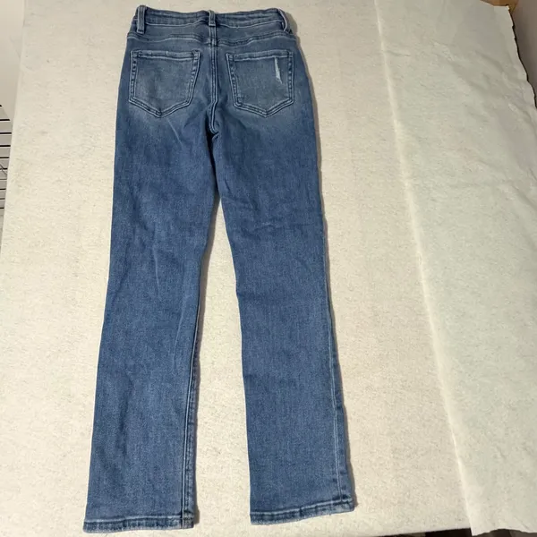 Vervet Blue Womens Medium Wash Distressed Straight Leg Jeans Measured Size 24 - Image 4