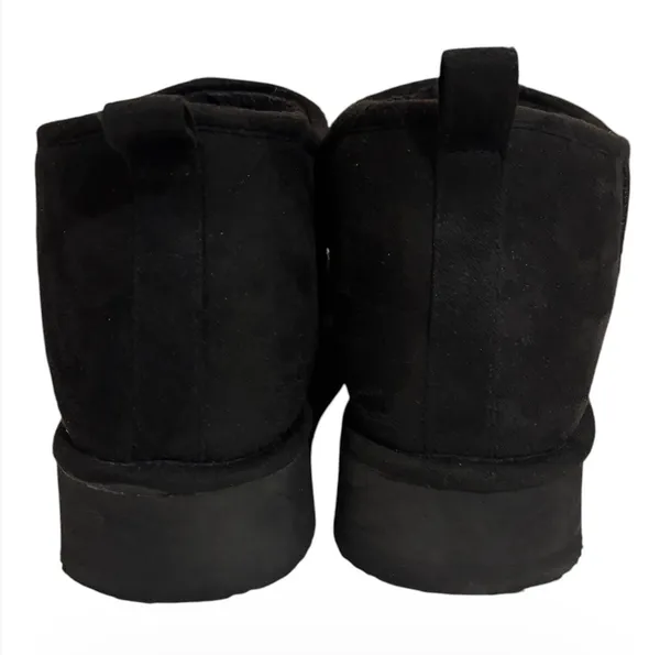 Madden Girl Black Faux Suede Faux-Fur Slip-On Ankle Boots - Image 6
