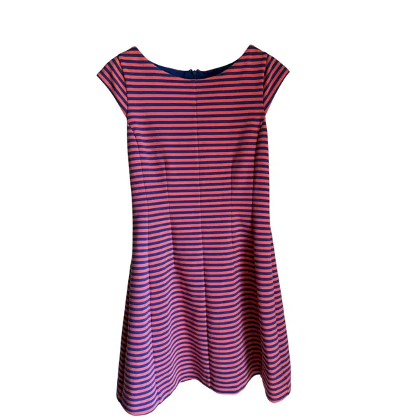 Lilly Pulitzer Pink Blue Striped Fit & Flare Dress Medium Preppy Resort - Image 2