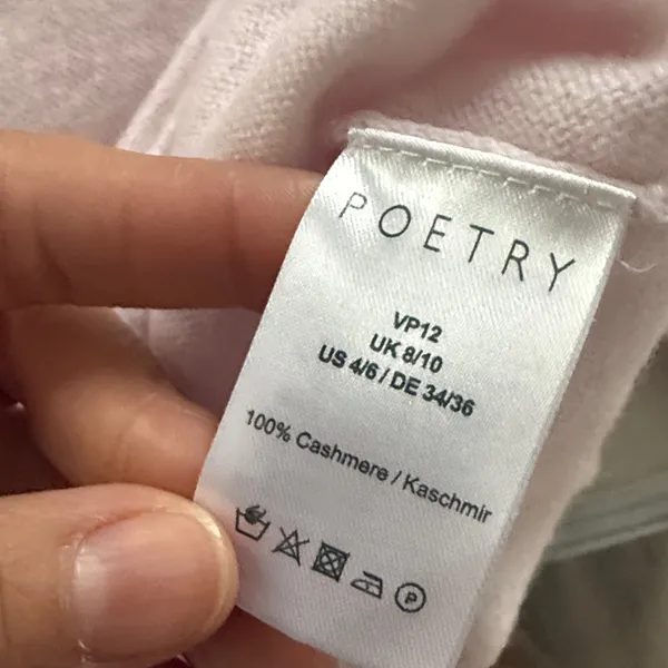 Poetry Soft Pink Boat Neck Cashmere Sweater Size Small 4/6 - Image 10