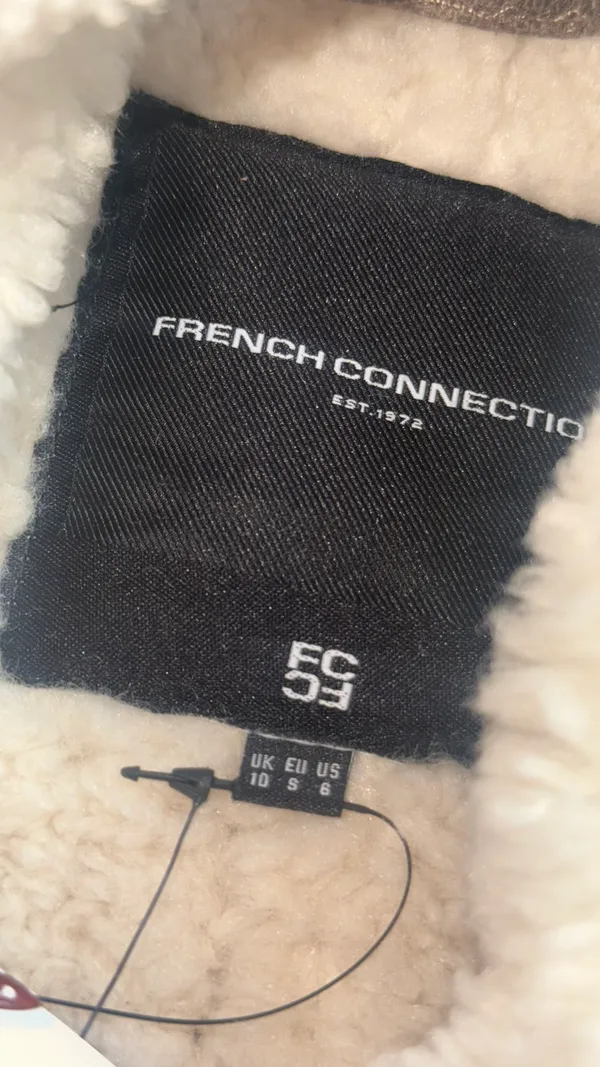 French Connection Vegan Shearling Zip Up Jacket - Image 3