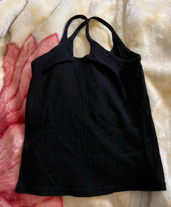 Medium Simple Ribbed Tank Top Black - Image 2