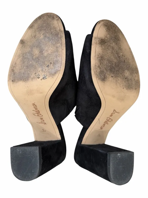 Sam Edelman | Orlie Heeled Mule Sandals Black Suede Chunky Heel Size 7.5 - Image 7