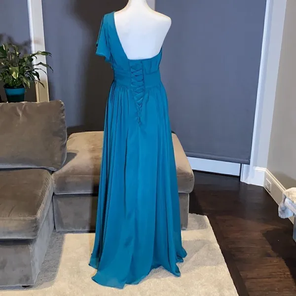 Women’s One Shoulder Chiffon Full Length Prom Party Formal Dress Size S - Image 4