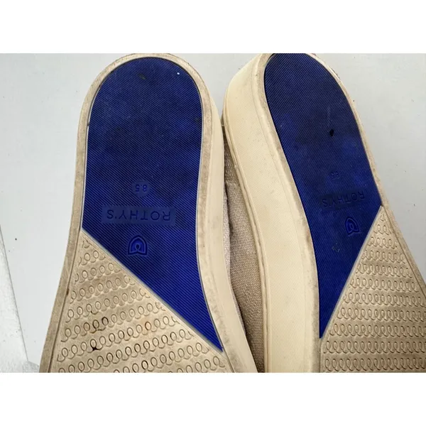 Rothys The Sneaker Slip‎ On Camo Beige Blue Trim Womens Shoes Size 8.5 Comfort - Image 5