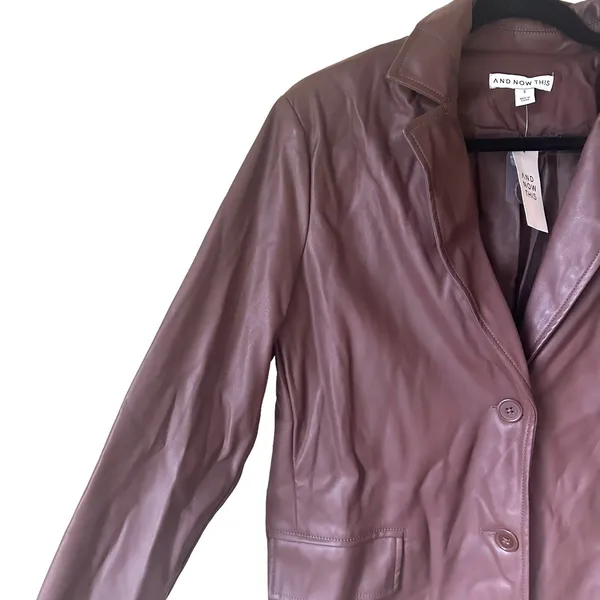 AND NOW THIS Faux Leather Oversized Blazer NWT‎ Sz Small - Image 3