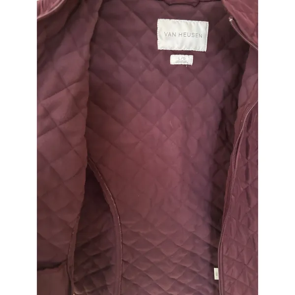 Van Heusen Womens‎ Quilted Vest Burgundy Wine Full Zip Mock Neck Large - Image 5