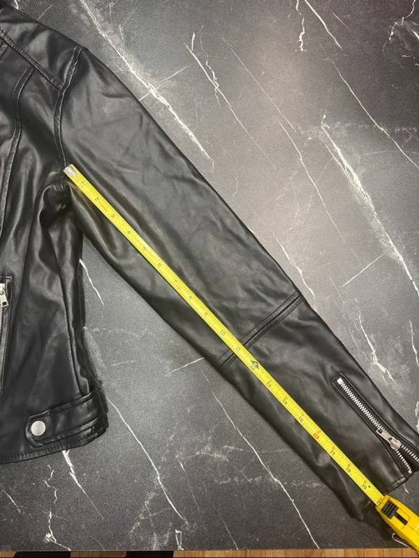 Ambiance Cropped Black Faux Leather Moto Jacket Medium Asym Zip BNWOT - Image 8