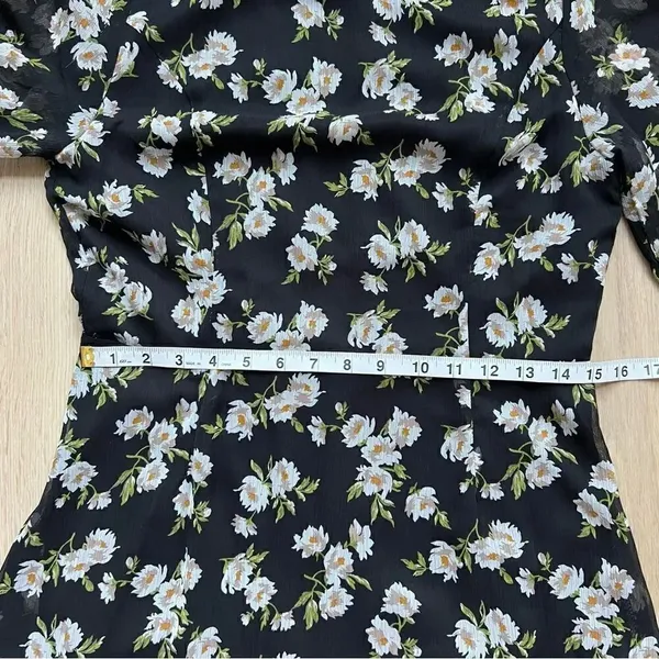 ASOS Emory Park Dark Ditzy Floral Print Maxi Dress Size Large Long Sleeve - Image 9