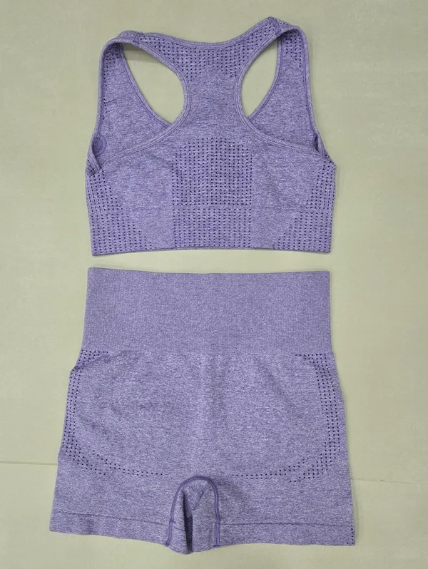 Gymshark Seamless Purple Sports Bra & High-Waist Shorts Set Size S - Image 2