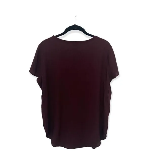 Ann Taylor Maroon Short Sleeve Top w/ Stud Embellishments Size M - Image 3