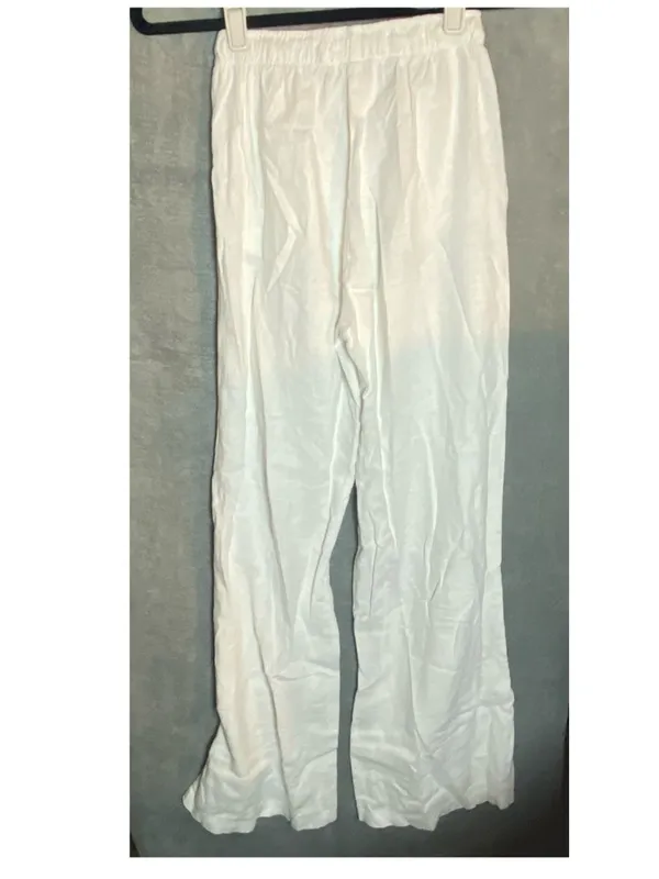 White Made in Italy Coastal Breathable quiet luxury White Pants Boho‎ Small - Image 2