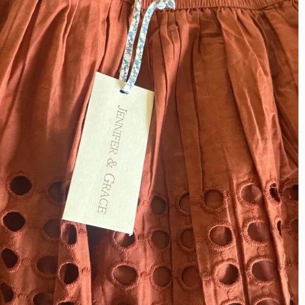 NWT $148 Jennifer & Grace 2PCS Set Eyelet Auburn Rust Terracotta Orange Large - Image 6