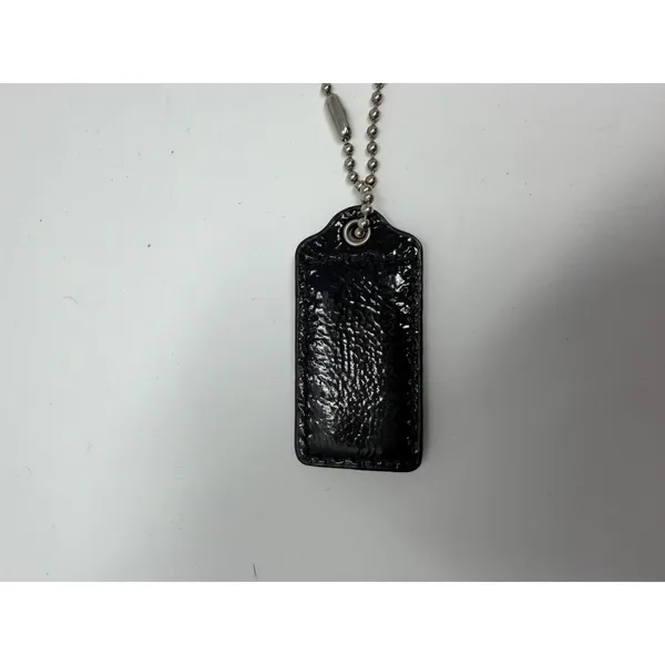 Coach Patent Leather Logo Hangtag Replacement Charm Black Silver Chain Unisex OS - Image 3
