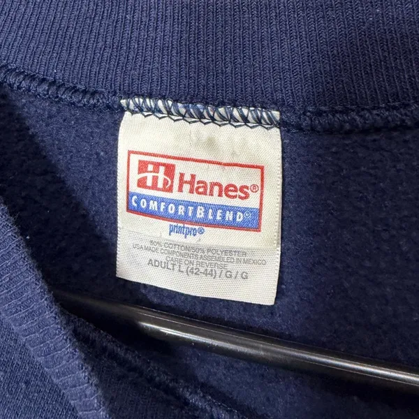 Vintage Hanes Dumas Texas Kitten Cardinal Winter Sweatshirt Navy Blue‎ Large - Image 4