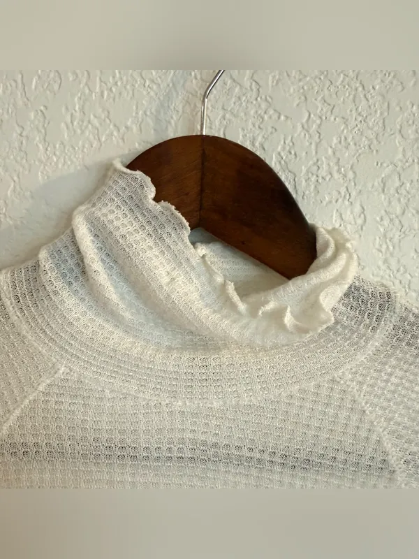 Free People Intimately Womens Shirt White Lightweight Waffle Knit Size XS - Image 8