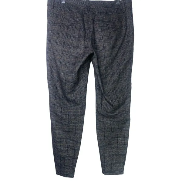 ZARA Gingham Straight Leg Ankle Crop Flat Front Mid Rise 6 Trouser Pants Brown - Image 3