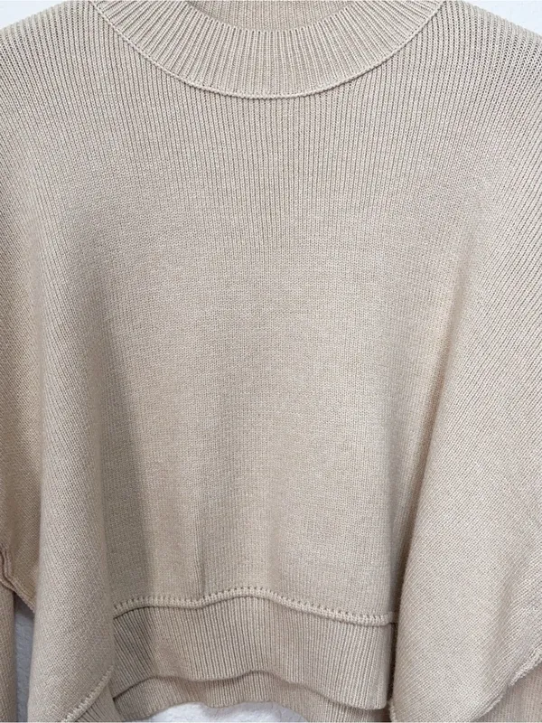 Miss Sparkling Beige Dolman Sleeve Relaxed Oversized Knit Sweater NWOT - Image 3