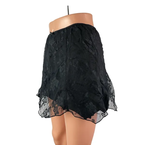 Urban Outfitters Women's Black Floral Lace Sheer Mesh Mini Flare A-Line Skirt M - Image 2
