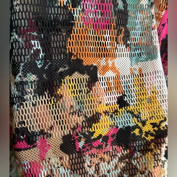 Dor Dor Couture Multicolor Abstract Sheer Mesh Hankerchief Hem Long Bell SleeveM - Image 10