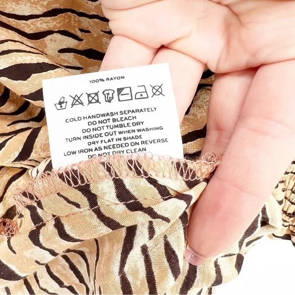 Faithfull the‎ Brand Ira Animal Print Square Neck Mini Dress Size 2 Safari Chic - Image 8