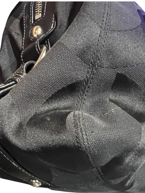 Coach black monogram hobo bag "C" pattern sateen fabric, signature Coach hangtag - Image 10