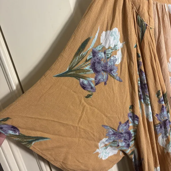 Umgee Mustard‎ Kimono Cardigan Boho Floral Coverup Lace Trim Size XL/1XL - Image 3
