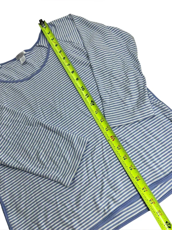 LAKE Pima Cotton Long-Long Pajama Set Hydrangea Preppy Blue Stripe - Image 8