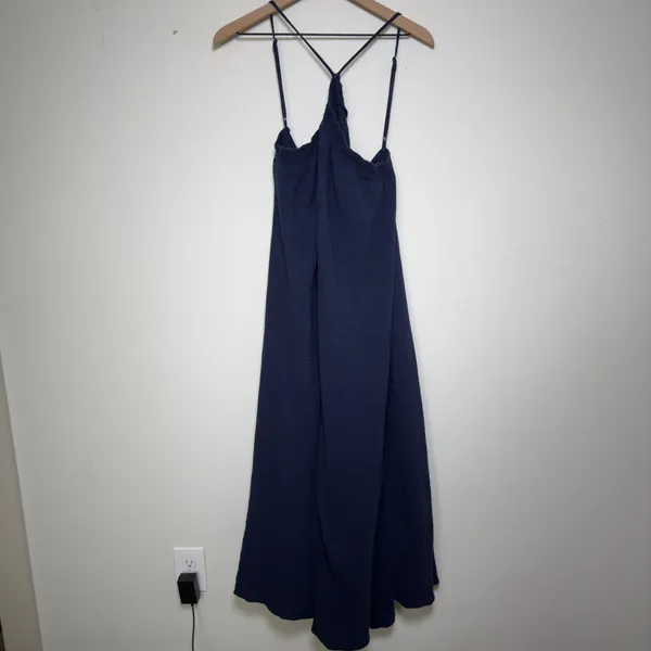 J. Crew Women Cotton Gauze Maxi Dress XL‎ Blue Resort Vacation Boho Beach Resort - Image 2