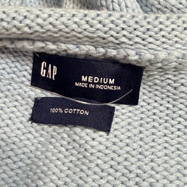 Gap Women Light Blue 100% Cotton Shaker Knit Crew Neck Sweater Size Medium - Image 4