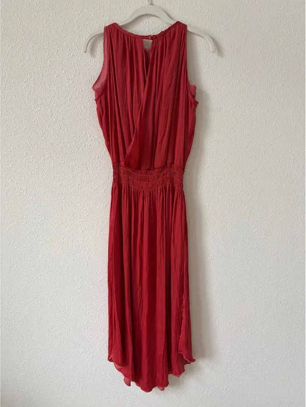 Shebird Emma Dress Rose Satin Size 2 / Small Colorful Party Comfy Midi Feminine - Image 2