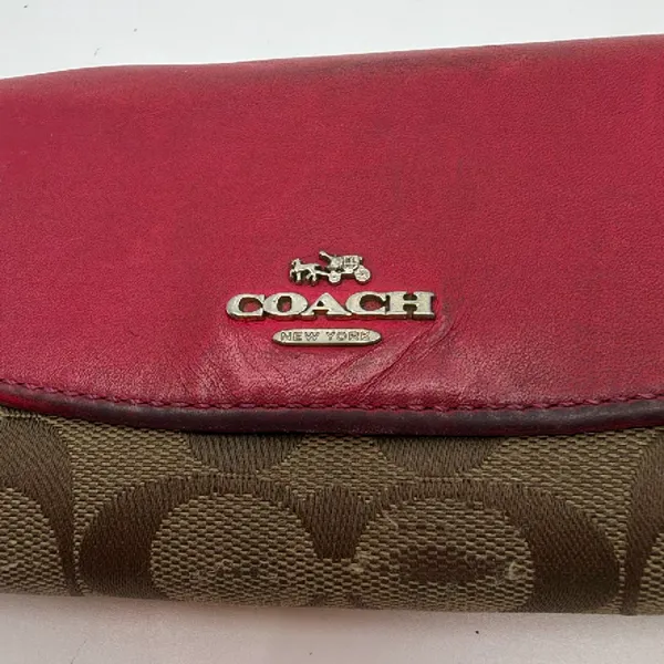 Coach Signature C Flap Red Canvas Leather Wallet - Image 2
