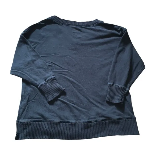 Aerie Black V Neck Sweatshirt Pullover Oversized‎ Slouchy Terry Knit Small - Image 3