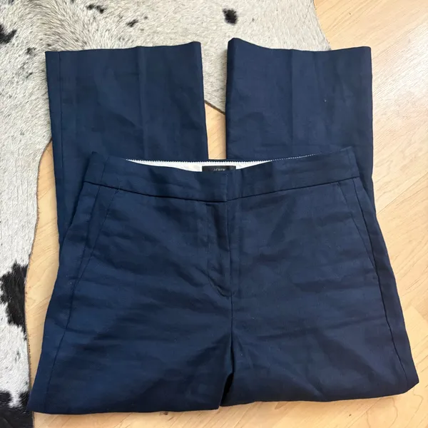 J CREW Hayden Kickout Crop Pant In Stretch Linen Navy Blue‎ Sie 8P - Image 2