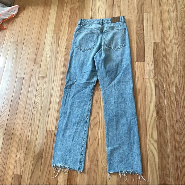 Madewell Jeans Womens 26 Blue 90s Straight High Rise Light Wash Distressed - Image 7