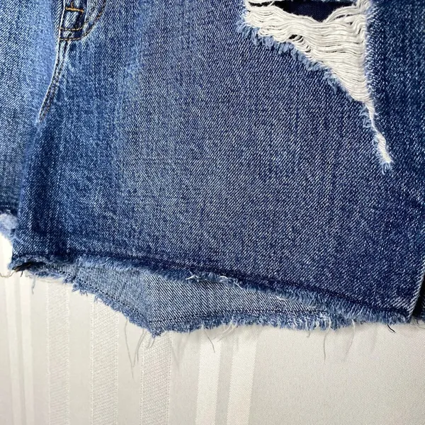GAP Destroyed Distressed 3 Inch Cutoff Denim Jean Shorts Size 27T Indigo Blue - Image 8