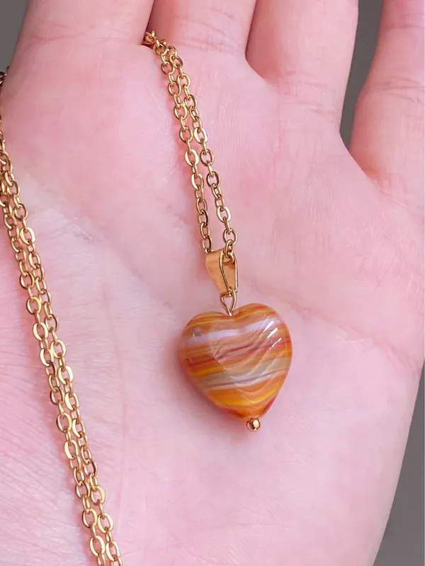 Handmade quality Czech glass chic fairy boho gold chain necklace🧡 - Image 7