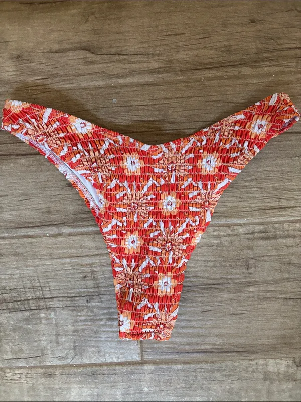 Orange Floral Smocked Bikini Set - Image 4